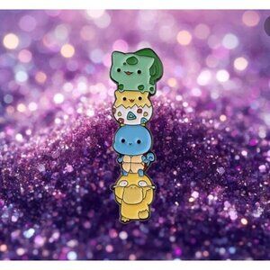 Stacked Cuties: Pokemon Psyduck, Squirtle, Togepi, Bulbasaur Stacker Enamel Pin